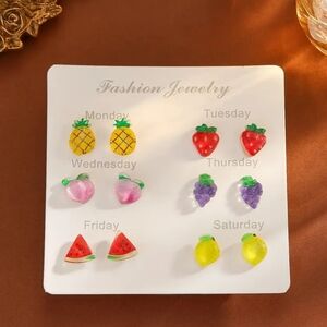 5 Pairs Fruit-Shaped Earrings